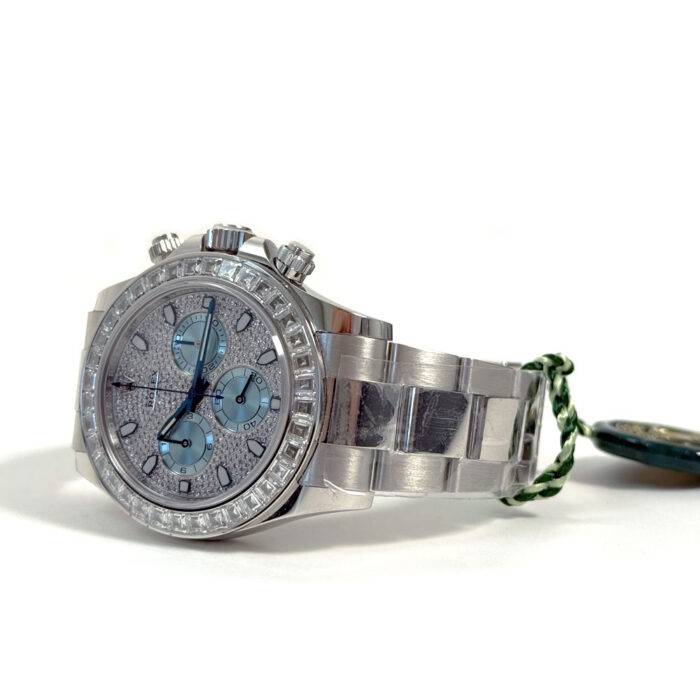Rolex 116576TBR Daytona Platinum Pave Diamond and Ice Blue Dial 40mm Watch BNP