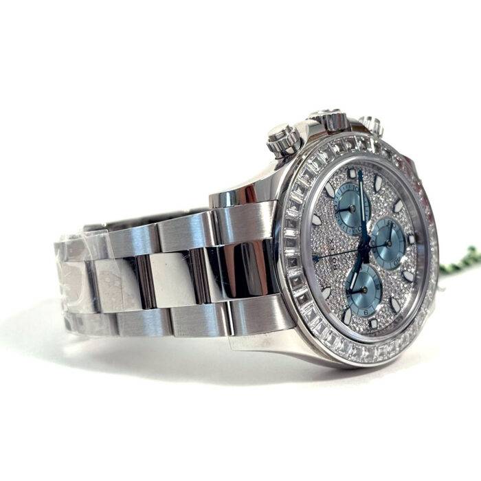 Rolex 116576TBR Daytona Platinum Pave Diamond and Ice Blue Dial 40mm Watch BNP