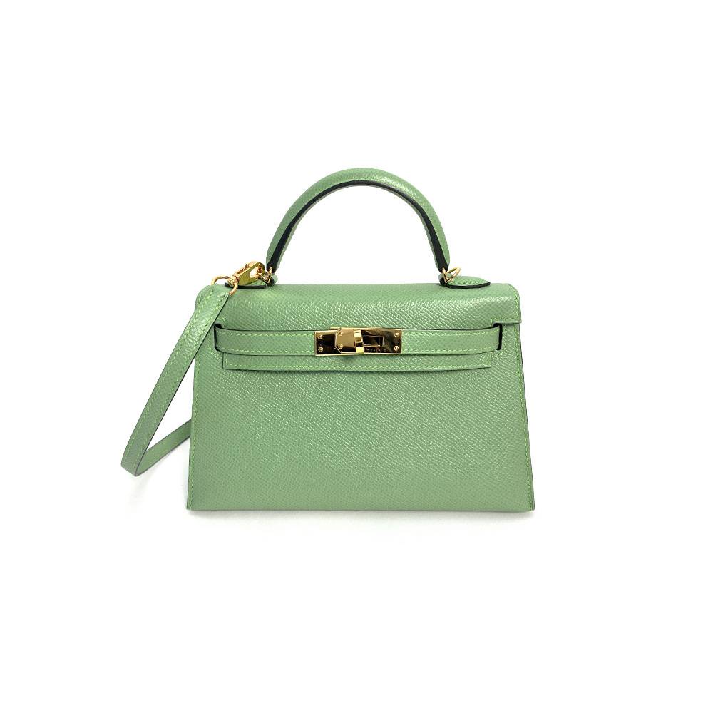 Hermes Mini Kelly 20 Epsom Vert Criquet, GHW Handbag, 2021